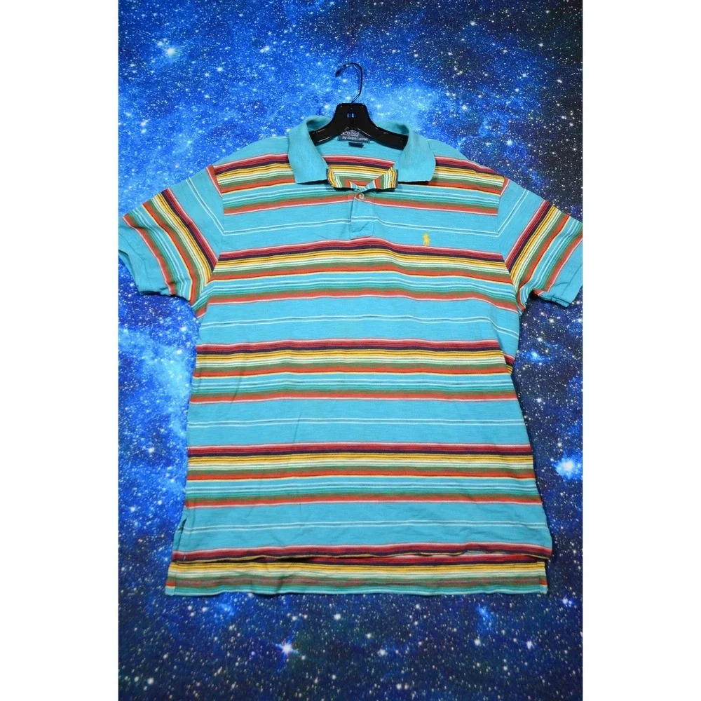 Vintage Polo By Ralph Lauren Polo Shirt Mens XL Multicolor‎ Stripe Cotton Knit